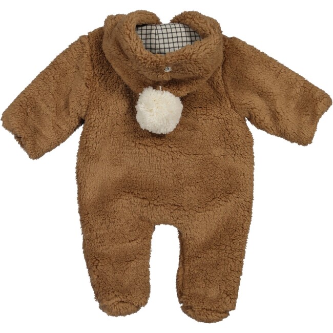 Fuzzy Hooded Romper, Brown - Rompers - 2