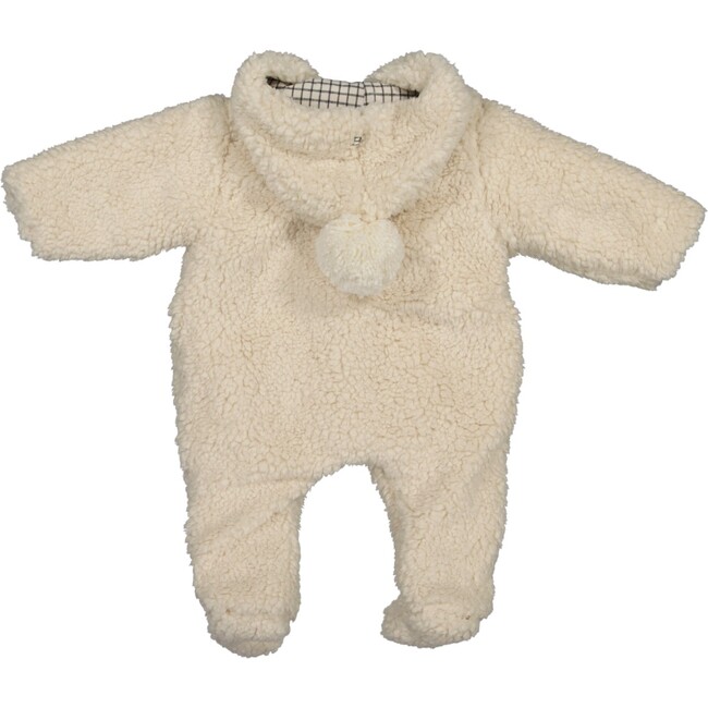 Fuzzy Hooded Romper, Cream - Rompers - 2