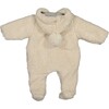 Fuzzy Hooded Romper, Cream - Rompers - 2