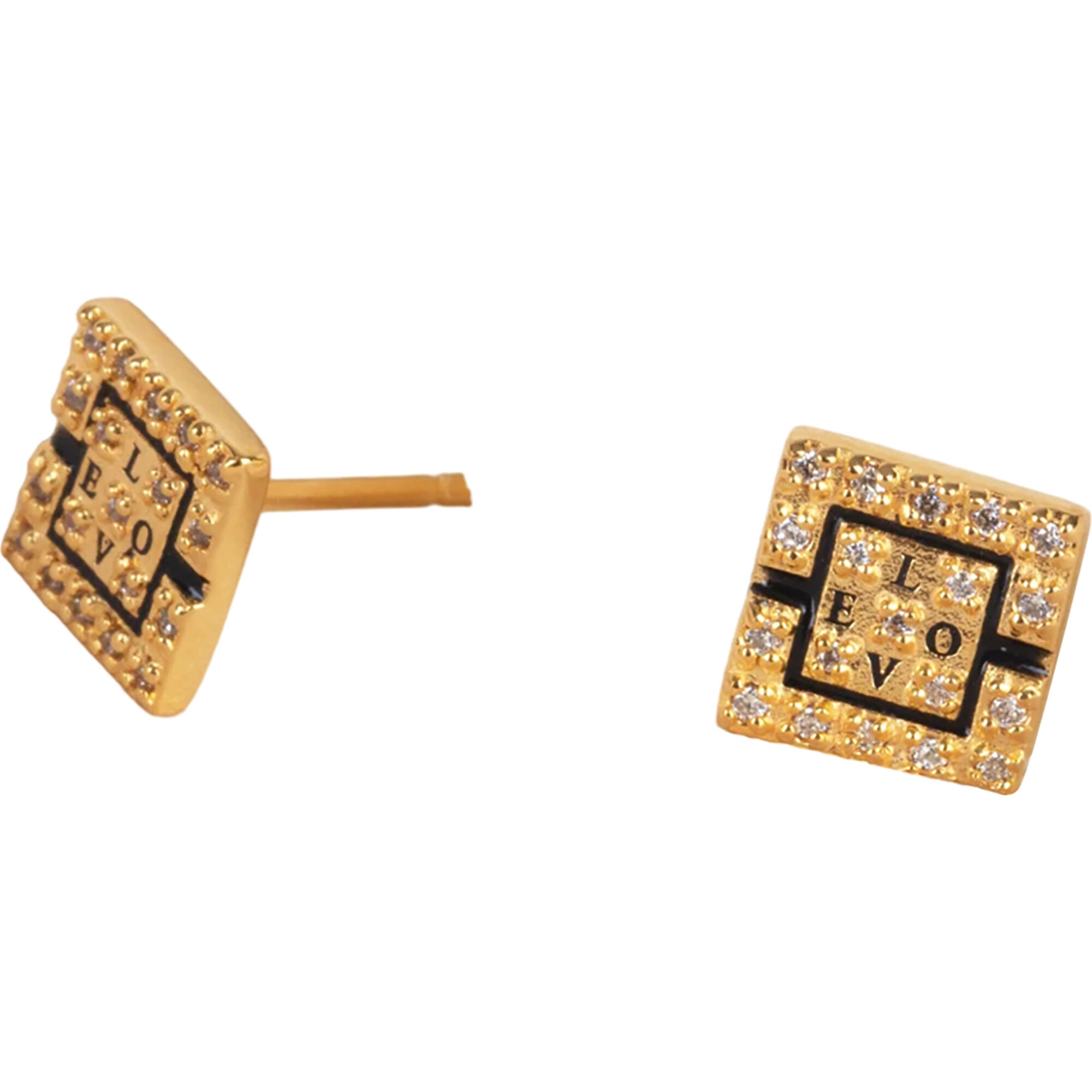 Women's Love Letter Cube Stud Earrings - Earrings - 1