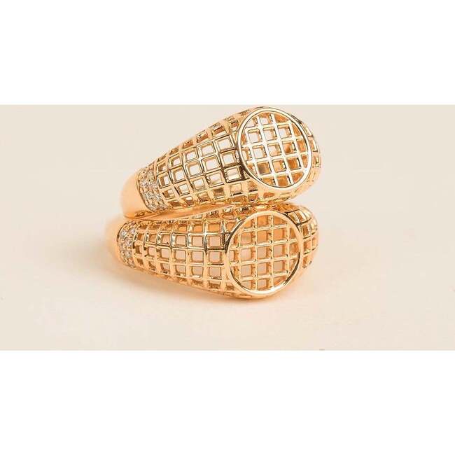 Women's Woven Open Diamond Accent Signet Pinky Ring - Rings - 2