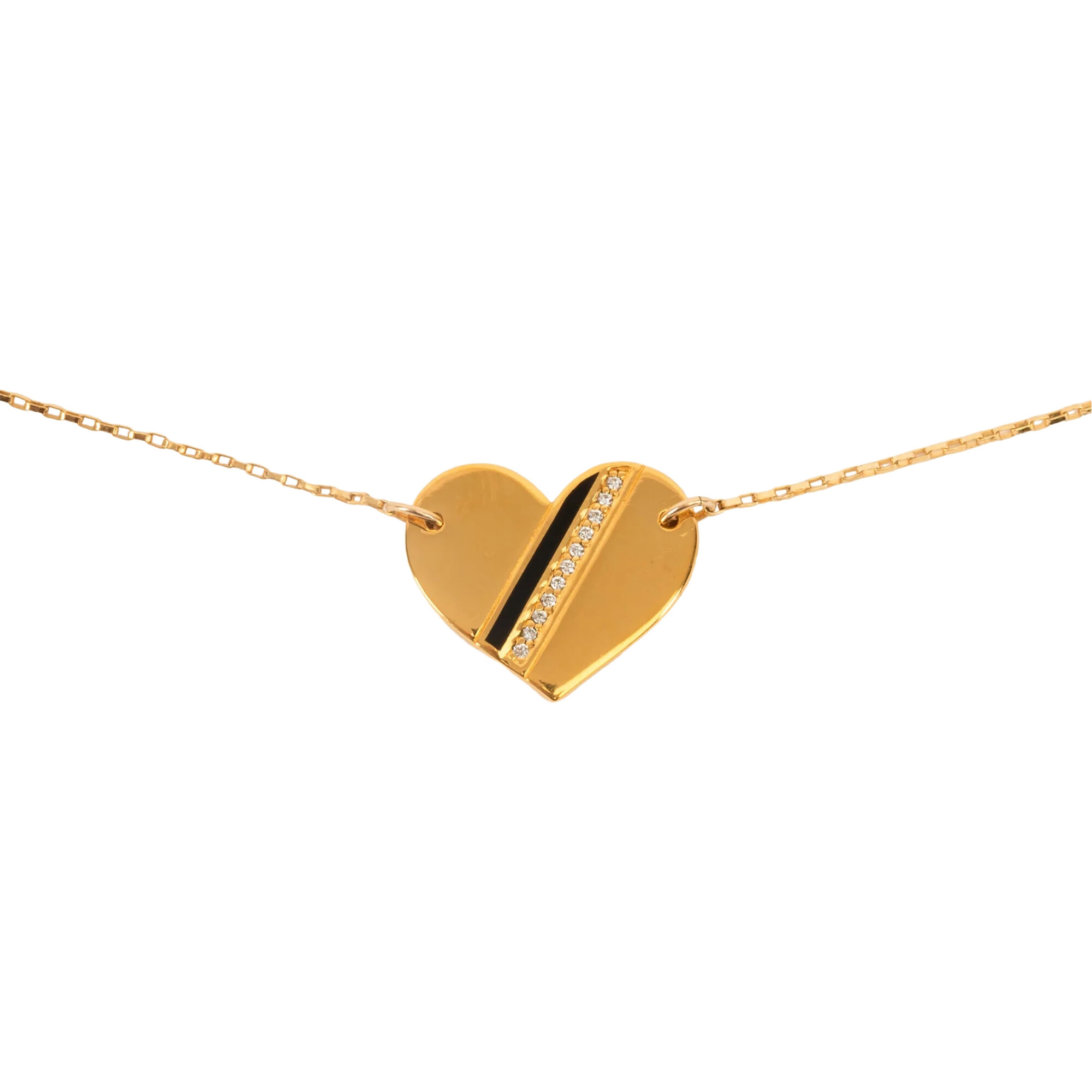 Women's Golden Heart Stripe Necklace - Necklaces - 1