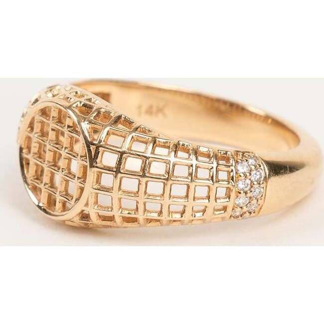 Women's Woven Open Diamond Accent Signet Pinky Ring - Rings - 3