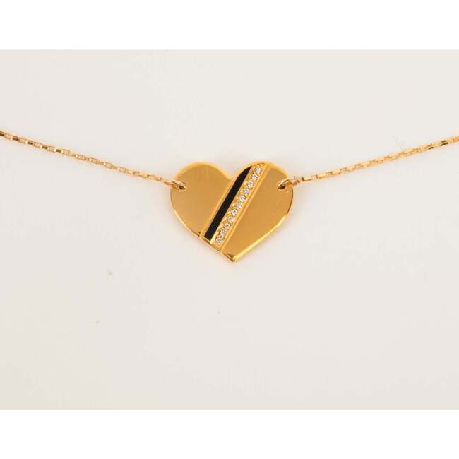 Women's Golden Heart Stripe Necklace - Necklaces - 2