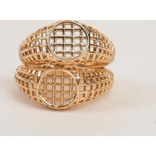 Women's Woven Open Diamond Accent Signet Pinky Ring - Rings - 5