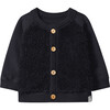 Sweatshirt Cardigan with Fuzzy Front, Navy - Cardigans - 1 - thumbnail