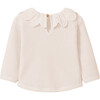 Waffle Long Sleeve Tee Shirt with Ruffle Collar, Pink - T-Shirts - 2