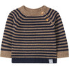 Striped Knit Sweater, Navy - Sweaters - 1 - thumbnail