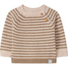 Striped Knit Sweater, Beige - Sweaters - 1 - thumbnail