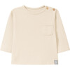 Long Sleeve Pocket Tee, Cream - T-Shirts - 1 - thumbnail