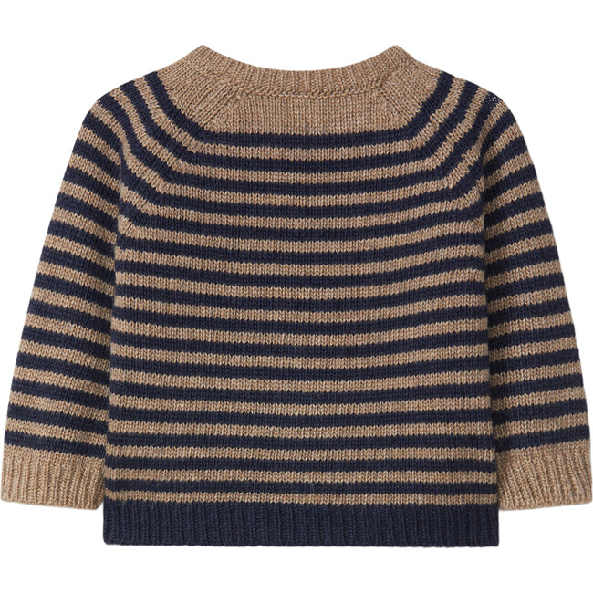 Striped Knit Sweater, Navy - Sweaters - 2