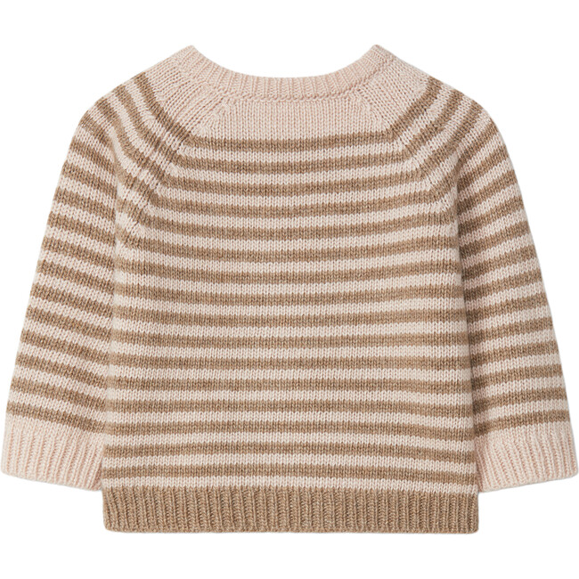 Striped Knit Sweater, Beige - Sweaters - 2