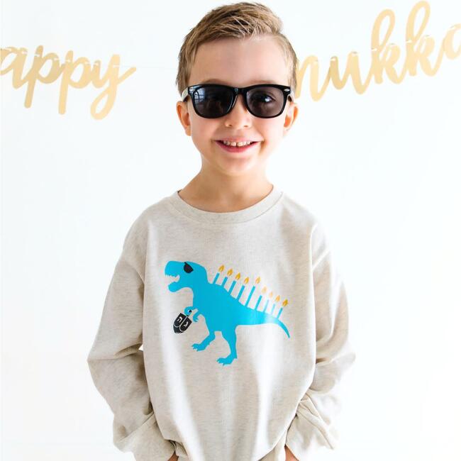 Menorasaurus Hanukkah Long Sleeve Shirt, Natural - Shirts - 3