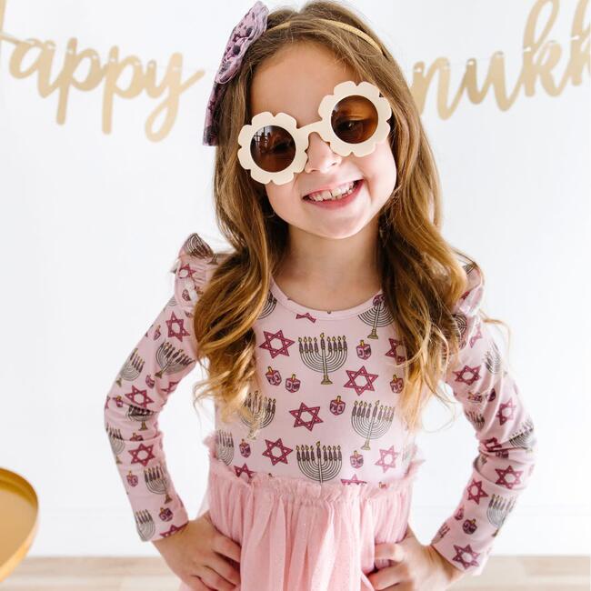 Hanukkah Long Sleeve Tutu Dress, Blush - Dresses - 3