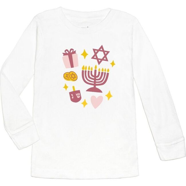 Hanukkah Doodle Long Sleeve Shirt, White