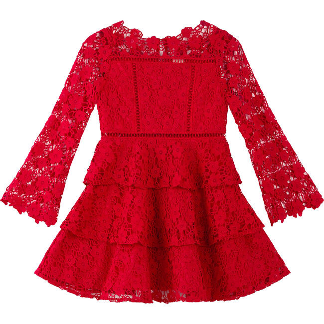 Wonderland Embroidered Dress, Red