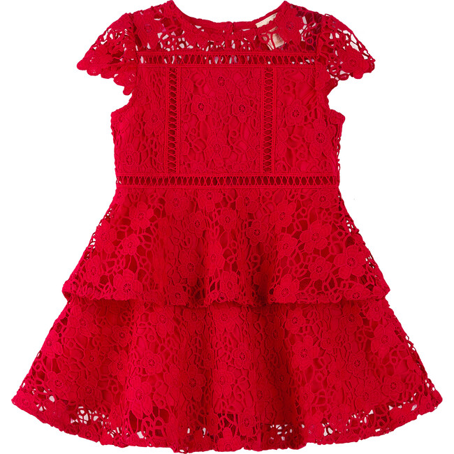 Wonderland Embroidered Dress Baby, Red