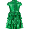 Festive Sequin Dress, Emerald - Dresses - 2