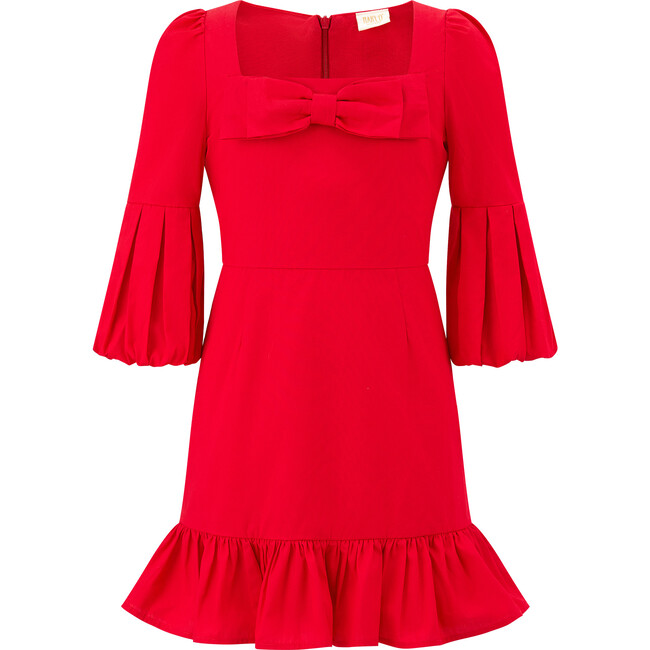 Bow Dress, Red - Dresses - 1