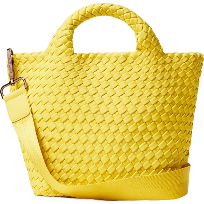 Women's St. Barths Hand-Woven Neoprene Crossbody Strap Small Tote, Citron