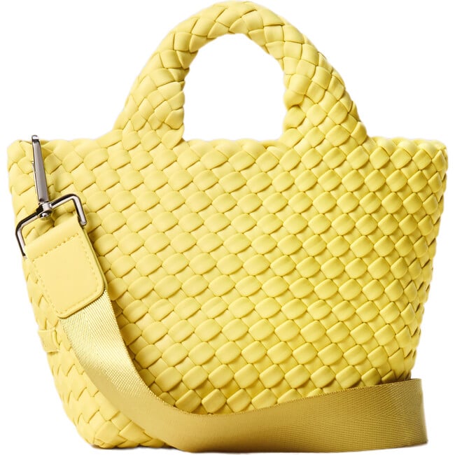 Women's St. Barths Hand-Woven Neoprene Crossbody Strap Petit Tote, Citron