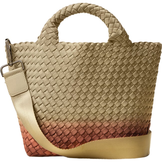 Women's St. Barths Dip-Dyed Hand-Woven Neoprene Crossbody Strap Small Tote, Java