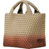 Women's St. Barths Dip-Dyed Hand-Woven Neoprene Crossbody Strap Small Tote, Java - Bags - 2