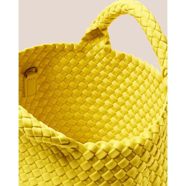 Women's St. Barths Hand-Woven Neoprene Crossbody Strap Small Tote, Citron - Bags - 3