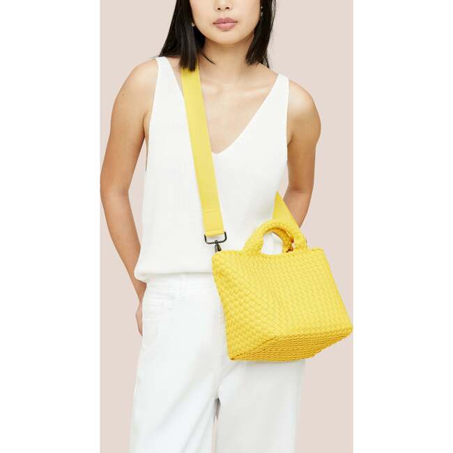 Women's St. Barths Hand-Woven Neoprene Crossbody Strap Small Tote, Citron - Bags - 5