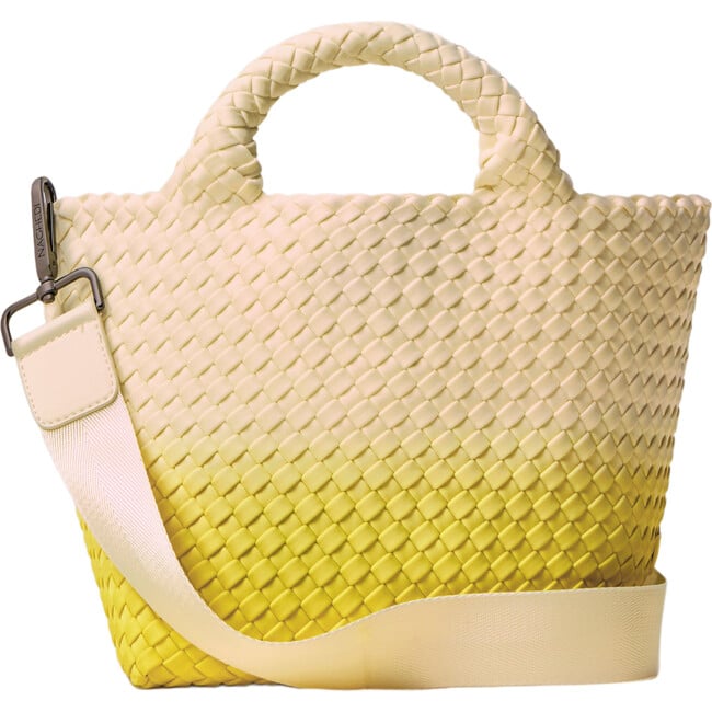 Women's St. Barths Dip-Dyed Hand-Woven Neoprene Crossbody Strap Small Tote, Ginkgo