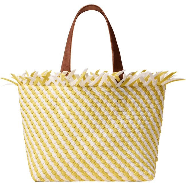 Women's Havana Hand-Woven Neoprene Magnetic Snap Medium Tote, Soleil