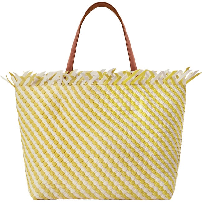 Women's Havana Hand-Woven Neoprene Magnetic Snap Large Tote, Soleil