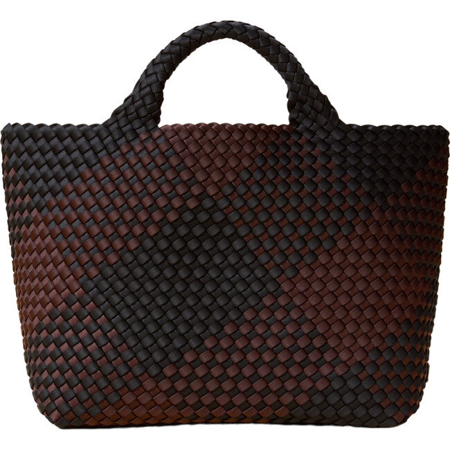 Women's St. Barths Plaid Hand-Woven Neoprene Medium Tote, Siena