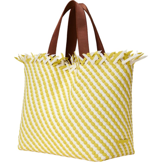 Women's Havana Hand-Woven Neoprene Magnetic Snap Large Tote, Soleil - Bags - 2