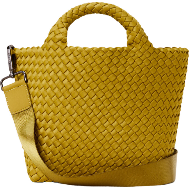 Women's St. Barths Hand-Woven Neoprene Crossbody Strap Small Tote, Chartreuse