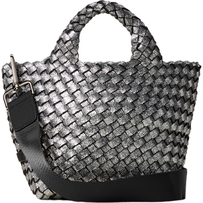 Women's St. Barths Hand-Woven Neoprene Crossbody Strap Petit Tote, Titanium