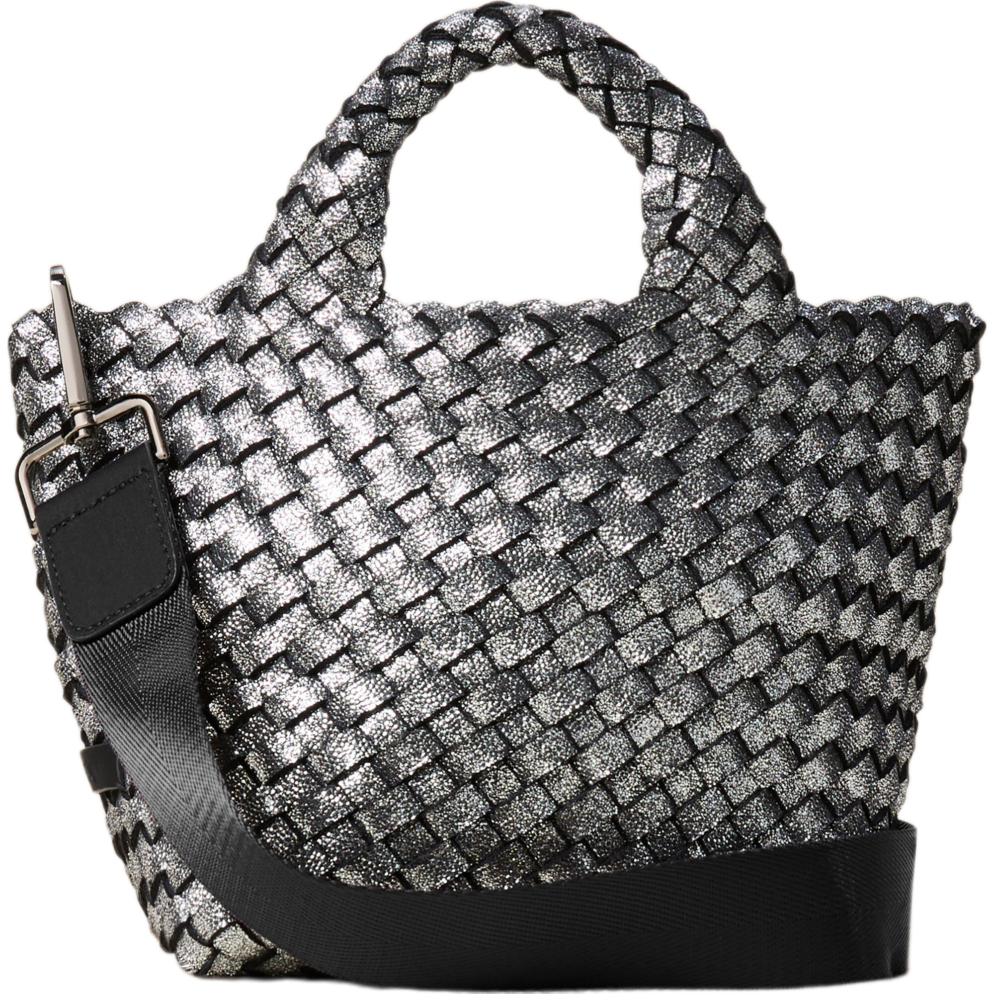 Women's St. Barths Petit Handwoven Tote Metallic, Titanium - OS - Bags - 1
