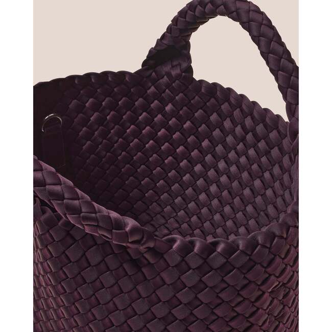 Women's St. Barths Hand-Woven Neoprene Crossbody Strap Small Tote, Aubergine - Bags - 3