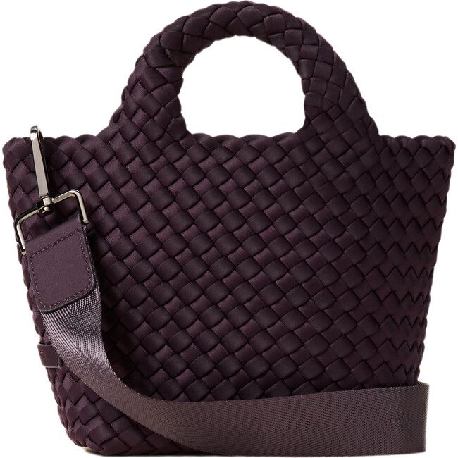 Women's St. Barths Hand-Woven Neoprene Crossbody Strap Petit Tote, Aubergine