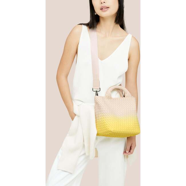 Women's St. Barths Dip-Dyed Hand-Woven Neoprene Crossbody Strap Small Tote, Ginkgo - Bags - 5