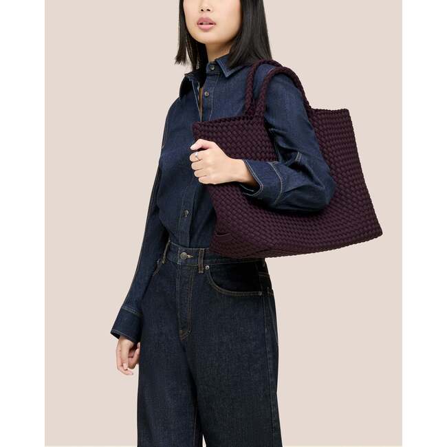 Women's St. Barths Hand-Woven Neoprene Large Tote, Aubergine - Bags - 5