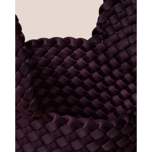 Women's Kyoto Hand-Woven Neoprene Elbow Loop Clutch Bag, Aubergine - Bags - 3