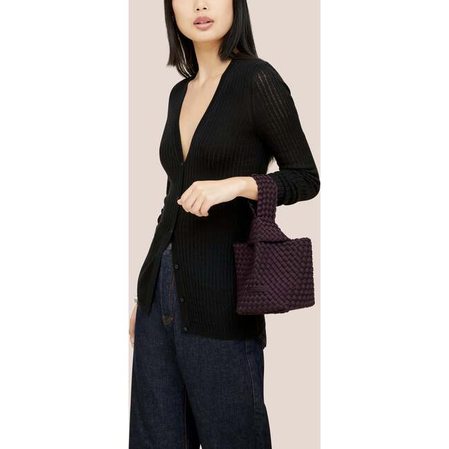 Women's Kyoto Hand-Woven Neoprene Elbow Loop Clutch Bag, Aubergine - Bags - 4