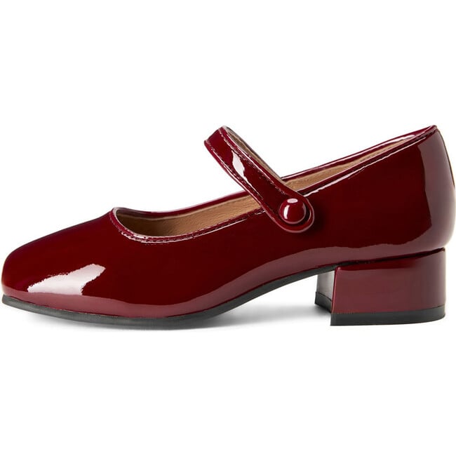 Holly Square Toe Buckle Strap Heels, Burgundy