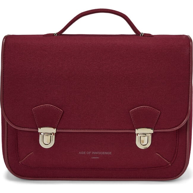 Boston Wool Adjustable Shoulder Strap Schoolbag, Burgundy