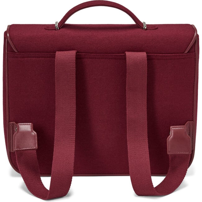 Boston Wool Adjustable Shoulder Strap Schoolbag, Burgundy - Bags - 4