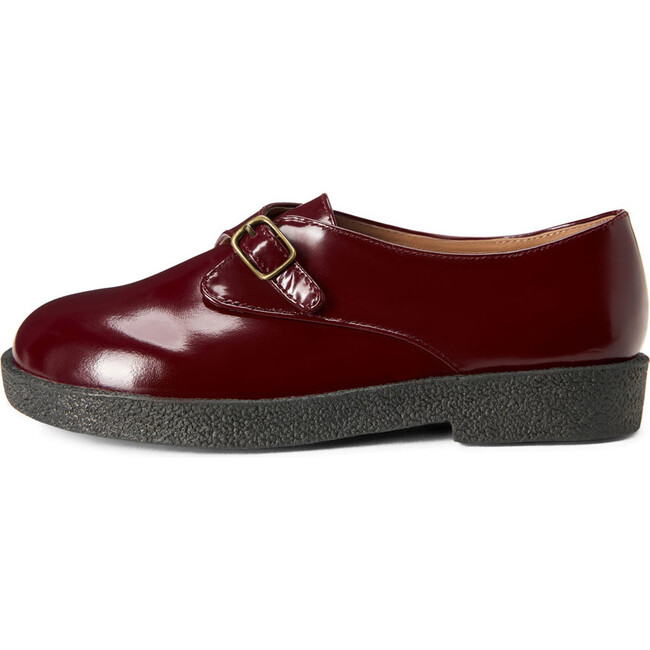 Astrid Buckle Strap Rubber Sole Brogues Shoes, Burgundy