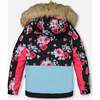 Roses Print Detachable Hood 2-Piece Snowsuit, Black - Snowsuits - 2