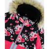 Roses Print Detachable Hood 2-Piece Snowsuit, Black - Snowsuits - 5