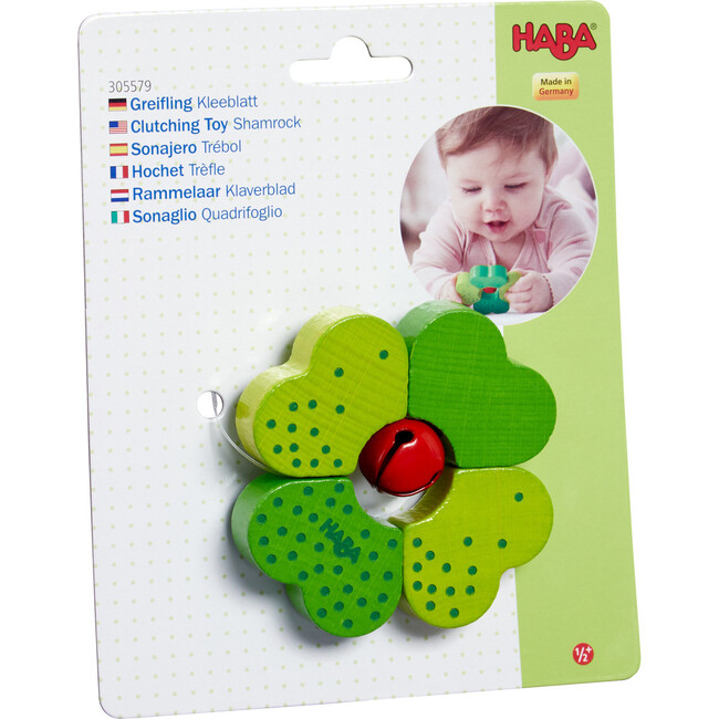 Shamrock Wooden Baby Rattle with Bell - Developmental Toys - 4